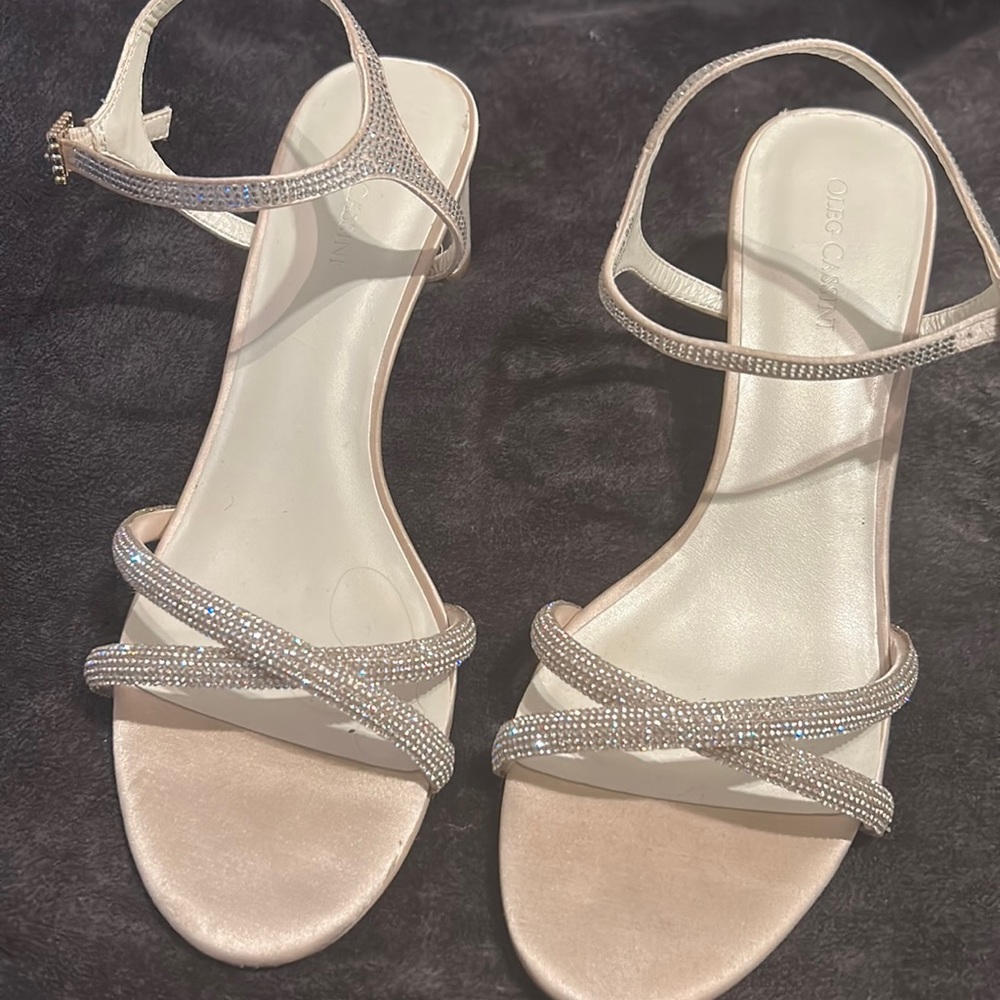 Champagne Sparkling Strappy Bridesmaid Heels size 9